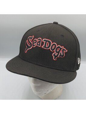 Portland Sea Dogs Black Tonal New Era Spellout Snapback Baseball Hat Adjustable